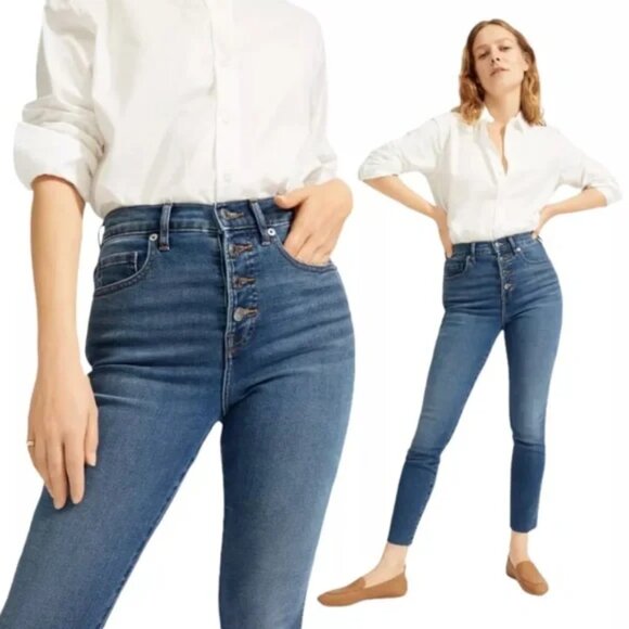 Everlane The Vintage Skinny Jean - Button Fly, Raw Hem, 25 Ankle - Picture 1 of 9